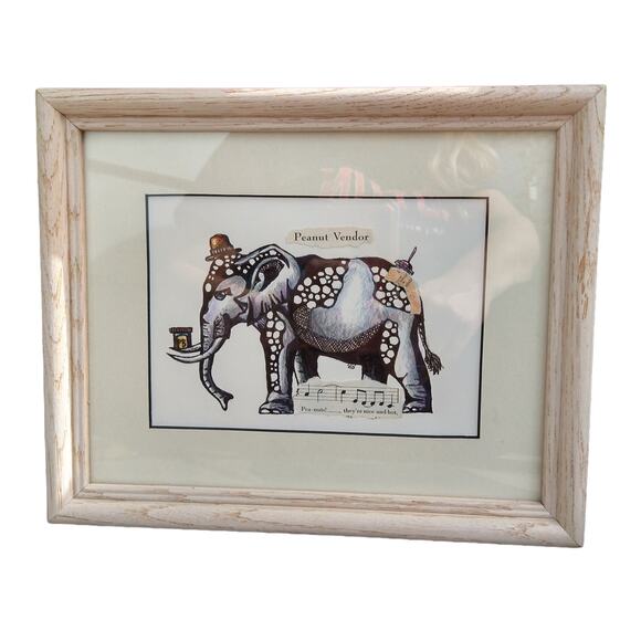 Framed Elephant Drawing 8x10 Signed by Artist Mixed Media - Picture 1 of 4